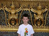 Bangkok 04 05 Wat Phra Kaeo Temple of the Emerald Buddha Peter With Garudas Peter poses with two garudas outside the Temple of the Emerald Buddha.